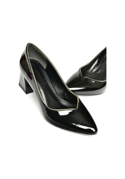 Fox Shoes U820621108 Siyah Rugan Kalın Topuklu Kadın Ayakkabı Siyah