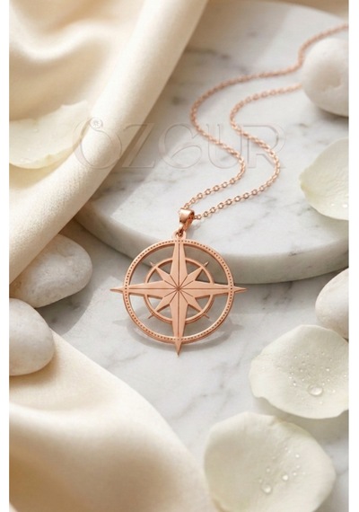 925 Ayar Gümüş Kutup Yıldızı Kolye Rose Gold