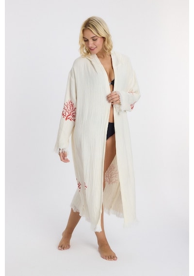 Mulberry Muslin Peştemal Bornoz Banyo Ve Plaj Elbisesi Kırmızı