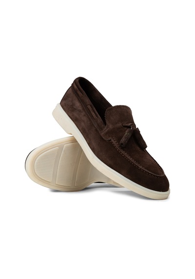 Deery Erkek Hakiki Süet Kahverengi Püsküllü Loafer - 02027mkhvc01