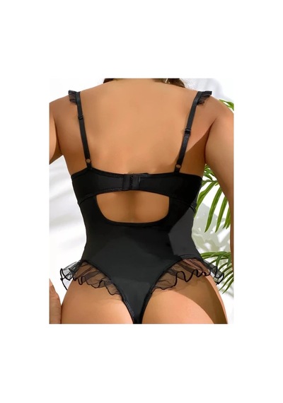 New Dreams Modern Göz Alıcı Dikkat Çekici Siyah Jartiyer Gecelik Kombin Set Siyah