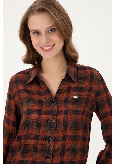 U.s. Polo Assn. Kadın Kiremit Gömlek Desenli 50291117-vr031 Kiremit