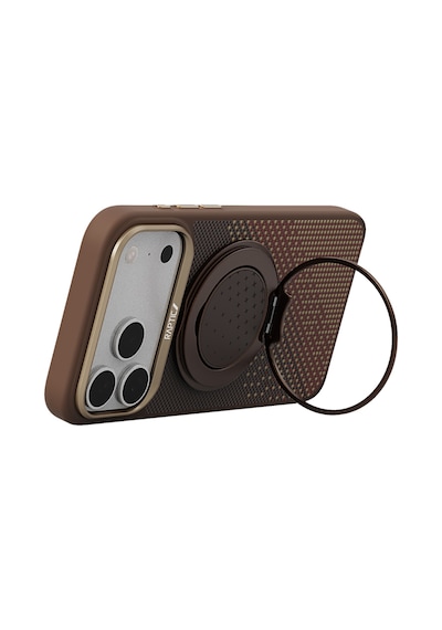 Apple iPhone Uyumlu  17 Pro Max Kılıf Raptic 2in1 Bundle Kit Aramid Skin Serenity Serisi Stand Ve Kapak Kahverengi