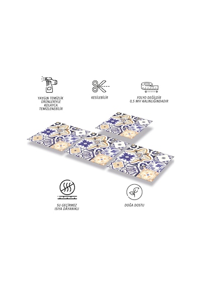 Tink KENDİNDEN YAPIŞKANLI KARMA MAVİ ÇİNİ DESENLİ PVC KARO 30X30 CM