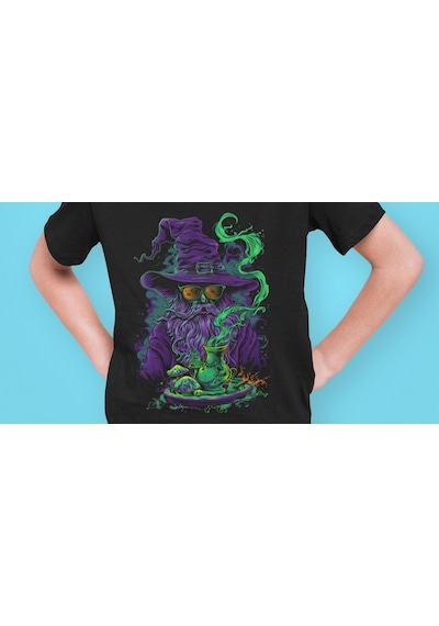 Bumeta Büyücü Mantar Çocuk Tişört T-shirt Siyah