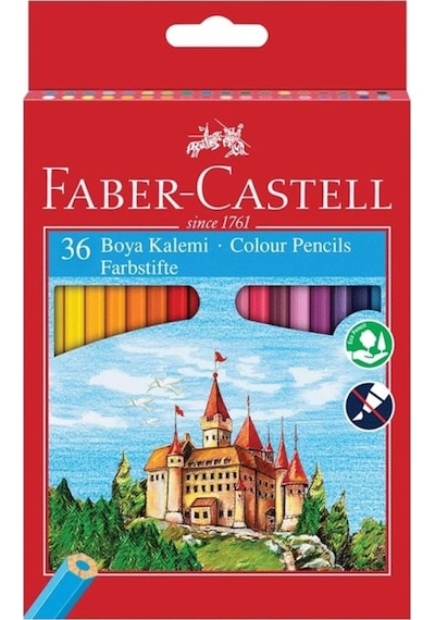 Faber-Castell 36 Renk Boya Kalemi,Canlı ve Parlak Renkler,Kırılmaya Dayanıklı Uçlar,Ergonomik Tasarım, Karton Kutu
