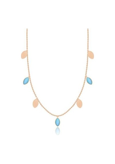 Diamond Line-Gülaylar - Pembe Altın 14 Ayar Firuze Taş Kolye N11.24978