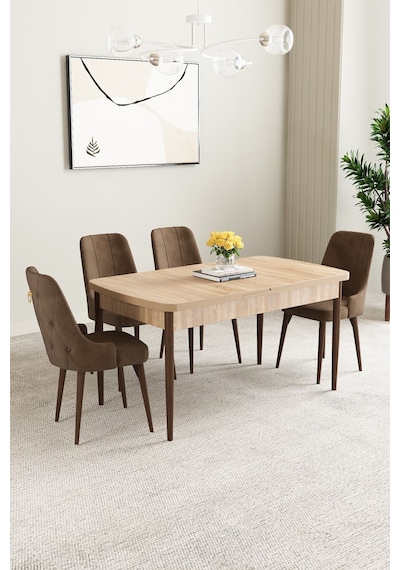 Clara Meşe Desen 80x132 Açılabilir Mdf Masa Yemek Odası Takımı,mutfak Takımı 4 Adet Sandalye Kahverengi Clara Meşe Desen 80x132 Açılabilir Mdf Masa Yemek Odası Takımı,mutfak Takımı 4 Adet Sandalye Kahverengi