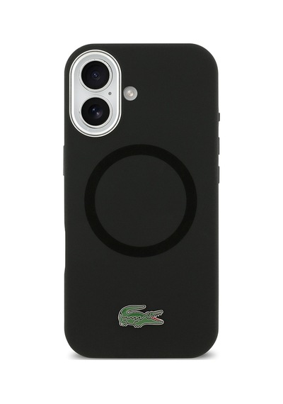 Apple Uyumlu iPhone 17 Kılıf Lacoste Lisanslı M-safeli İkonik Logolu Metal Kamera Çerçeveli Silikon Kapak Siyah Siyah