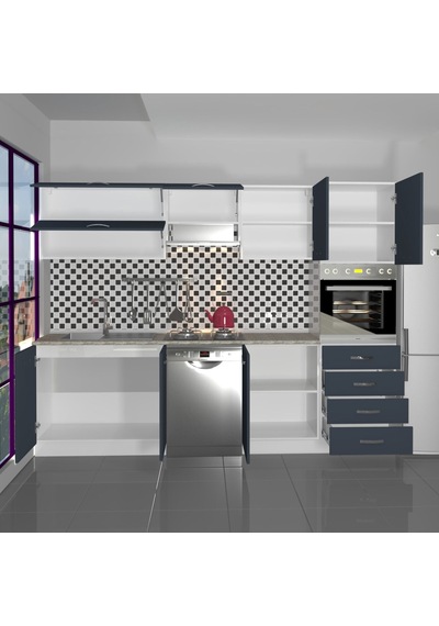 Decoraktiv Elite 280yq Ankastre Boy Dolaplı Mdf Hazır Mutfak Dolabı - Tezgah Dahil - Antrasit