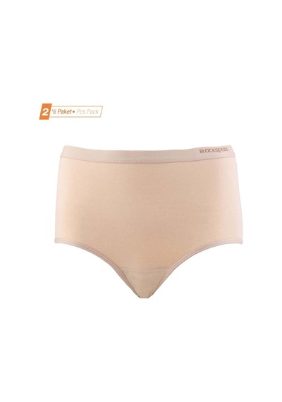 Blackspade 1307 Kadın 2'li Paket Pamuklu Yüksek Bel Slip Külot-ten Ten Rengi