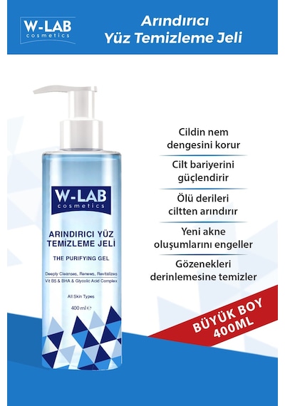 W-Lab Cosmetics Arındırıcı Yüz Temizleme Jeli 400 ML