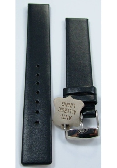 Bizon Deri Saat Kayışı 16Mm Siyah Saat Kordonu 1. Kalite
