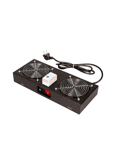 Lande 2 Li Fan Modülü Termostatlı, Switchli Anahtarlı Duvar Tipi Siyah Ral 9005