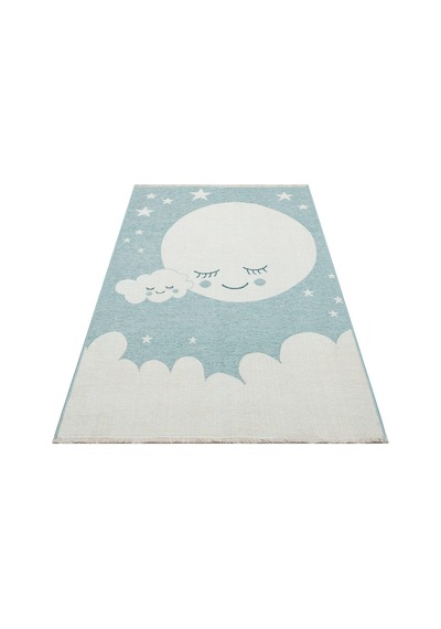 Eko Halı Noa Baby Nb 02 Blue Yıkanabilir Çift Taraflı Yumuşak Dokulu İnce Çocuk-bebek Odası Halısı Mavi