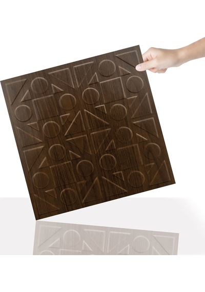 3 Boyutlu Duvar Paneli Kabartmalı Kareli Yuvarlak Desen Pvc 41x41 Cm/ 6 Adet /1 M² Teak