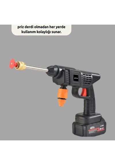Kablosuz Basınçlı Yıkama Tabancası Köpük Şişeli 450psı Akülü Temizlik Cihazı