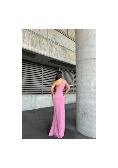Alfa Aksesuar 03 Sandy Balık Tek Abiye Elbise Omuz Kesim Kumaş Pembe