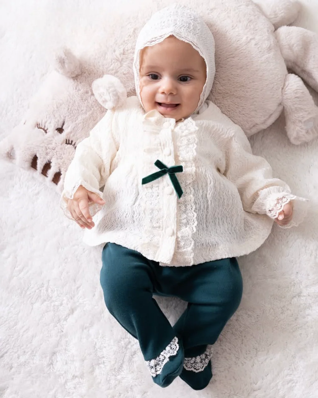 Momercy Victoria 5'li Kız Bebek Hastane Çıkış Seti - Zümrüt Yeşili Yeşil