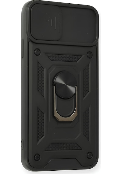Apple Uyumlu iPhone 14 Kılıf Sürgülü Kamera Korumalı Yüzüklü Stand Olabilen Magnetic Tpu Tank Kapak
