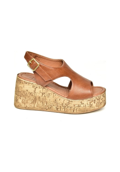 Fox Shoes U996755009 Taba Dolgu Topuklu Kadın Ayakkabı Taba-suni Deri Taba