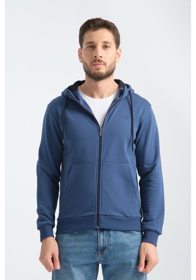 Shooter Sportwear Shooter Erkek Üç İplik Şardonsuz Fermuarlı Kapüşonlu Sweatshirt Parlament