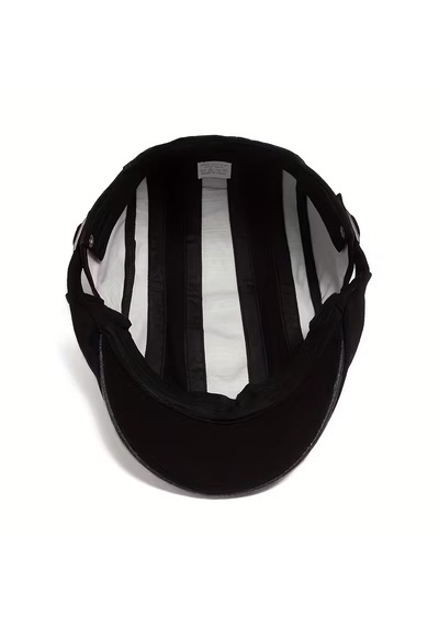 Unisex Klasik Gözlük Şapkası Siyah & Haki Retro Flat Cap Mevsimlik Kullanım