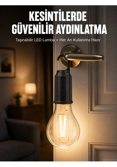 Şarjlı Aydınlatma Ampul Tasarımlı Ambians Işık Askılı Kamp Lambası Mh-hs2437-5643