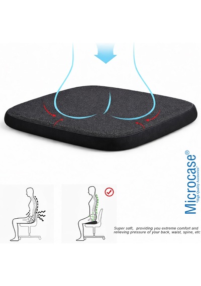 Microcase Ortopedik Memory Foam Nefes Alabilen Kumaş Oturma Minderi 35x35x3,5 Cm Al5517