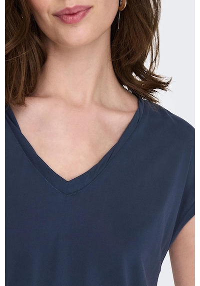 Only Onlhannah S/s V-neck Top Kadın T-shirt 15326642 Lacivert