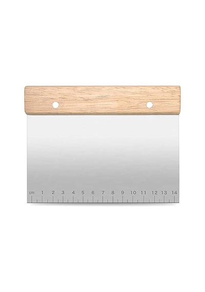 Promosyonca Metal Hamur Kazıyıcı, 14 Cm Ölçekli, Ahşap Saplı, Paslanmaz Çelik Diğer