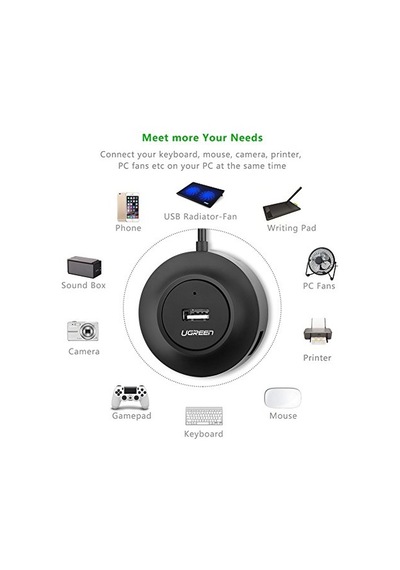 Ugreen Usb 2.0 4 Portlu Hub Çoklayıcı, Siyah