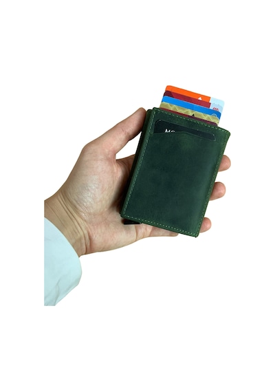 Modica Pescol - Hakiki Deri RFID Korumalı Mekanizmalı Kartlık/Cüzdan