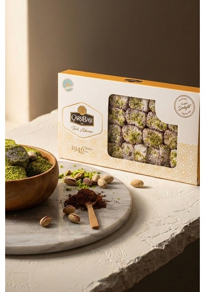 Glutensiz Hindistan Cevizli Antep Fıstıklı Kakaolu Sultan Lokumu 500 Gram