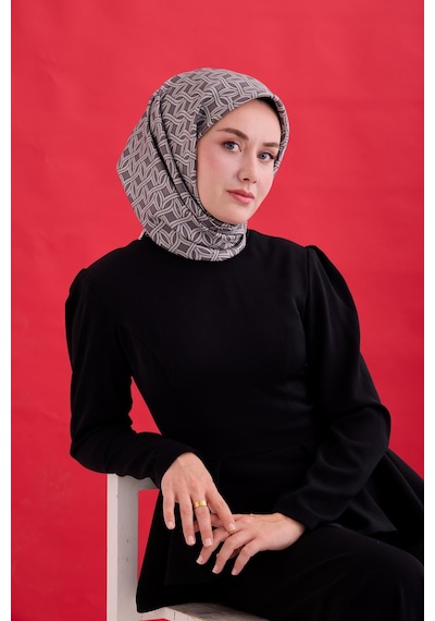 Silk Home Twill İpek Eşarp 11479-10 Koyu Gri, Gümüş