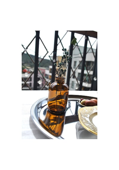 2 Adet Mini Amber Cam Vazo 50 Ml Kahve Yanı Minik Vazo 7 Cm Sunum Vazosu