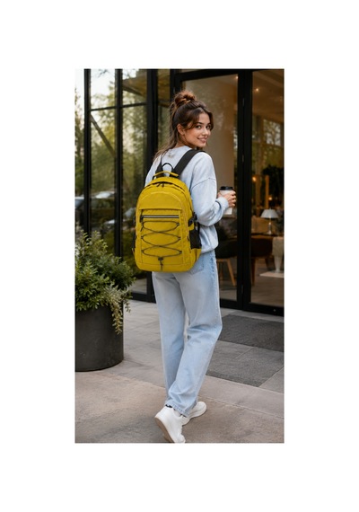 Kaff Young 51537 Yellow Sarı Unisex Çok Cepli Suya Dayanıklı Sırt Çantası