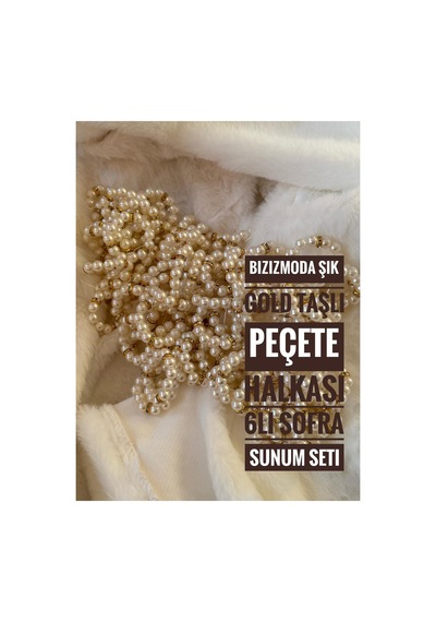 Yılbaşı Sofra Sunum Gold Taşlı Peçetelik 6 Adet Peçete Halkası Gold,