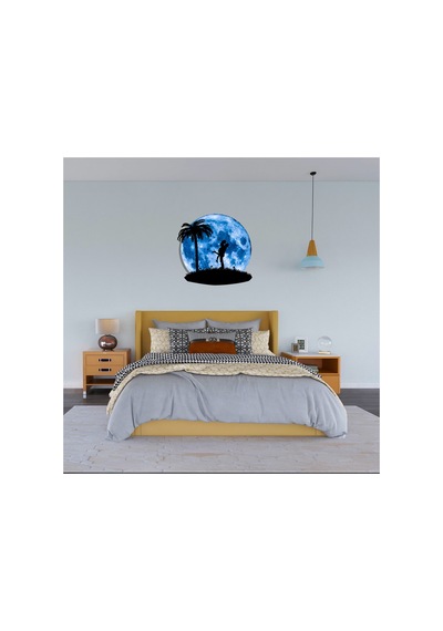 Kişiselleştirilebilir Led Işıklı Epoksi Katmanlı Tablo Tegan Sevgili Dolunay Mavi - 738248971 Mavi