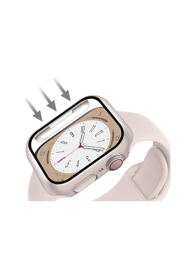 Apple Uyumlu  Watch Series 10 46mm Starlight 360 Derece Koruma Ve Temperli Cam Ekran Koruyucu