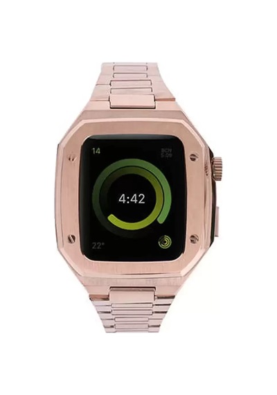 Newface Apple Watch Uyumlu44mm Metal Petek Kasalı Kordon - Rose Gold
