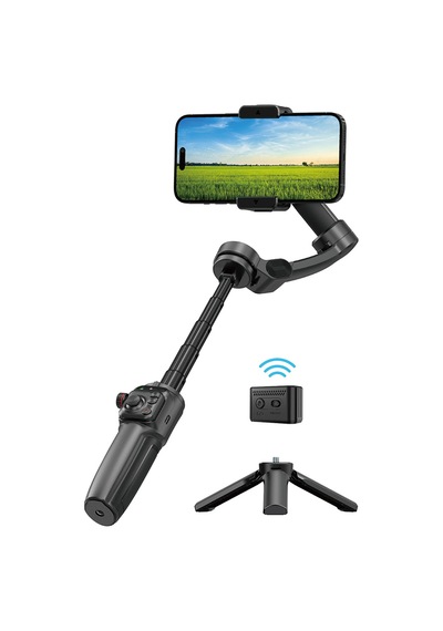Wiwu Wi-se016 Yapay Zeka Destekli Canlı Yayın Dolgu Işıklı Gimbal Stabilizatör Sabitleyici Siyah