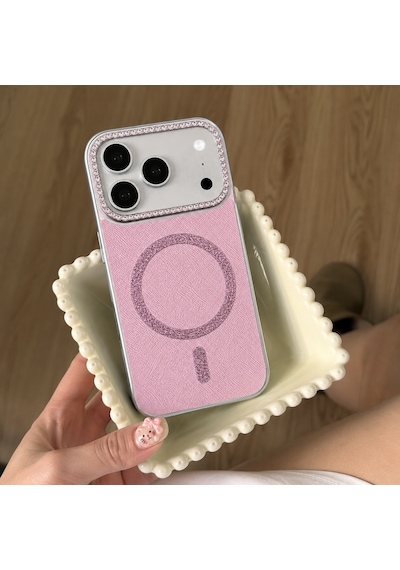 Apple iPhone Uyumlu 17 Pro Max Uyumlu - Simli Magsafeli Kamera Çevresi Taşlı Yanları Silikon Kılıf Pembe Apple iPhone Uyumlu 17 Pro Max Uyumlu - Simli Magsafeli Kamera Çevresi Taşlı Yanları Silikon Kılıf Pembe