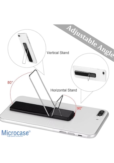 Microcase Üniversal Telefon Arkası El Parmak Tutucu Metal Mıknatıslı Standlı Cep Telefonu Tutacak - Al4938 Siyah