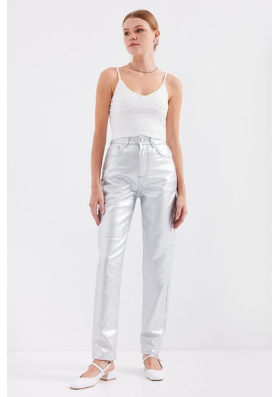 Kadın Modern Stil Beyaz 918 İp Askılı Crop Top