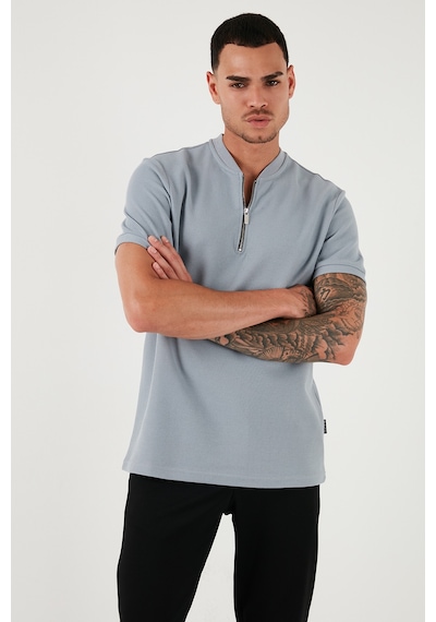 Buratti Pamuklu Regular Fit Yarım Fermuarlı Erkek T Shirt 5902653 Açık Gri