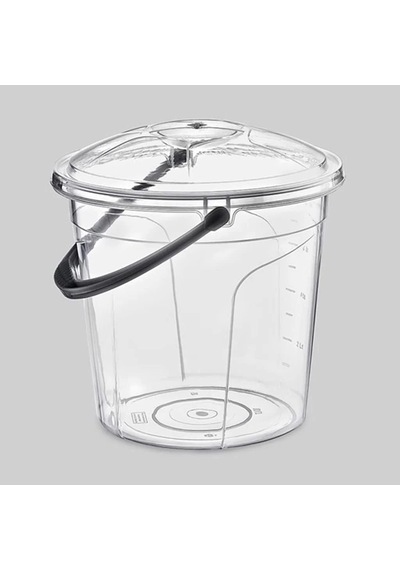 Poly Time 15 Litre Kapaklı Ölçekli Şeffaf Su Kovası - Abs Plastik - Saplı Çok Renkli