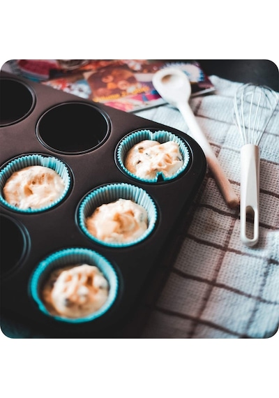 Cupcake Muffin Kalıbı 12'Li Kek Yanmaz Kurabiye Kalıbı Fırın Çör