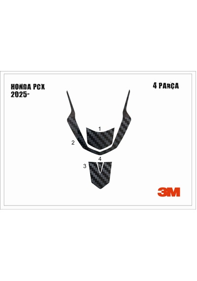 Honda Pcx 2025- Tank Pad Ve Grenaj Kaplama 4 Parça Siyah 61075886