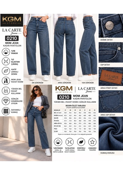 La Carte Mom Jean Lycralı Kadın Kot Pantolon 0210-27/33 Kahverengi